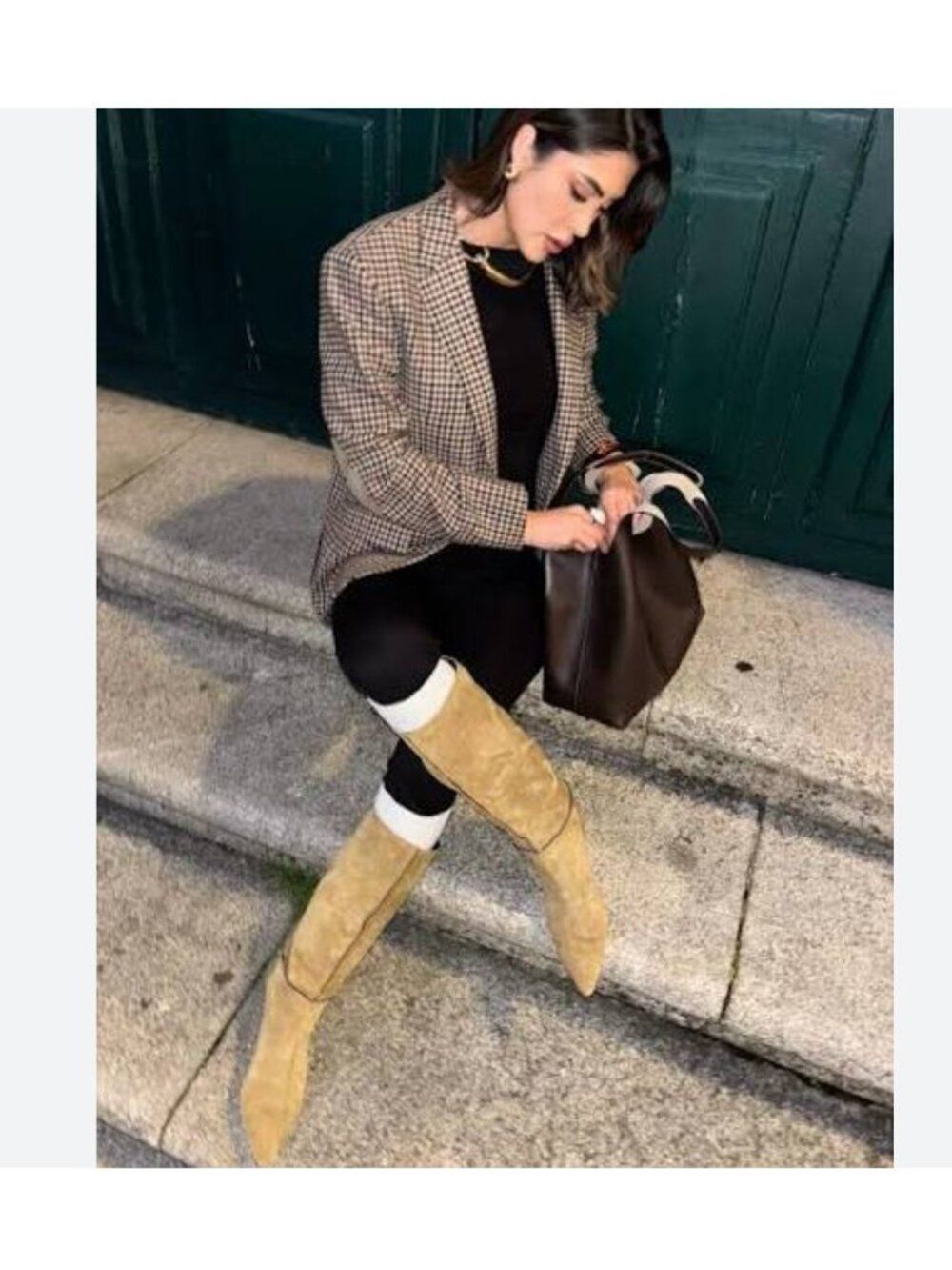 Zara Womens Suede Heeled High Boots EU 41 US 10 Tan Khaki Green 2001/610 NWOB - Picture 7 of 12